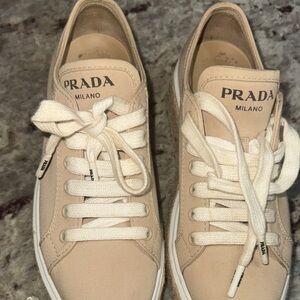 Prada Tan Canvas Sneakers